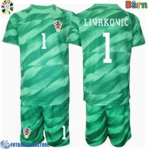 Fotballdrakt Barn Kroatia Dominik Livakovic #1 Keeper Bortedraktsett EM 2024 Kortermet (+ Korte bukser)